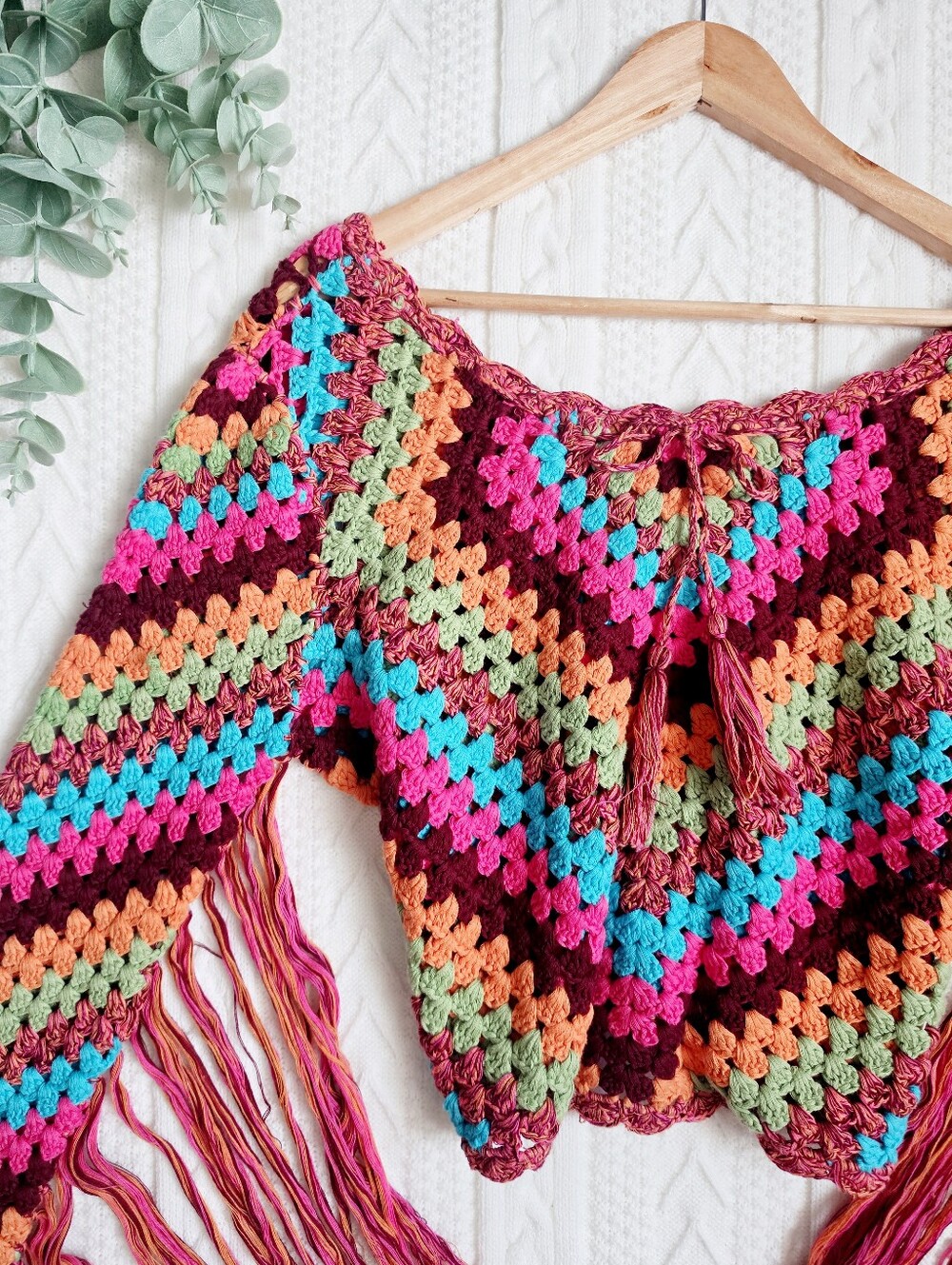 Spell & The Gypsy Joni Crochet Top Fringe Boho Festival Crop Cotton Sweater M/L - Picture 3 of 10